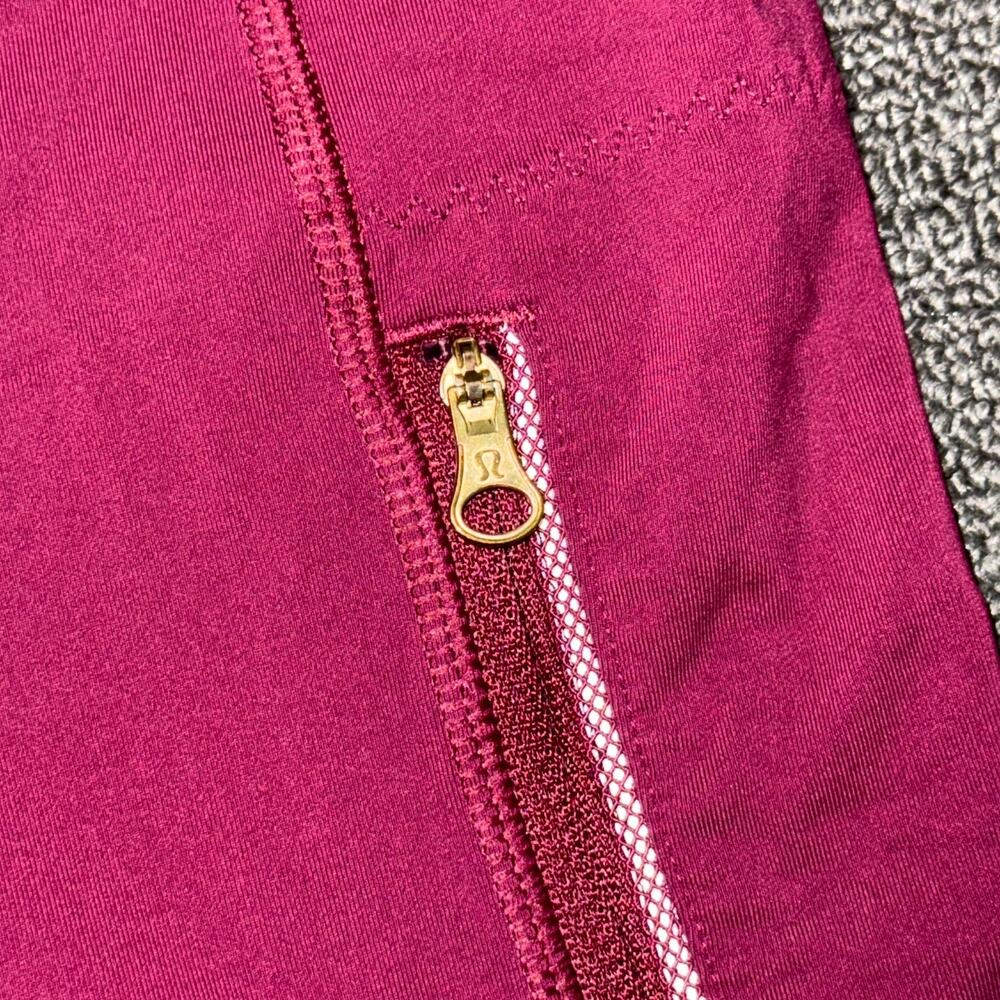 Lululemon Cropped Leggings Womens 4 Cranberry Red/Pink Pockets Yoga Workout - Picture 3 of 8